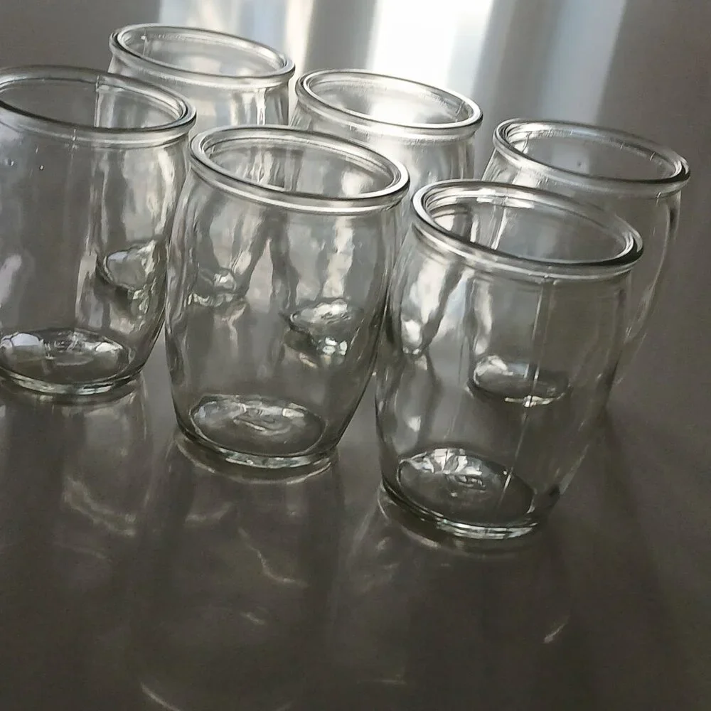 (6) Glass Jars/ Cups - yogurt, dessert or starter plants, storage